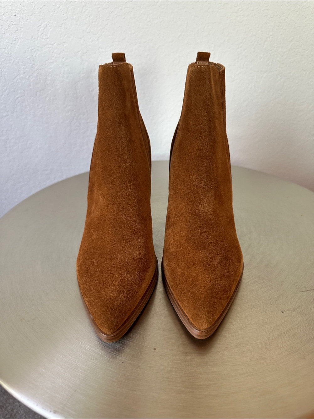 Marc Fisher Suede Ankle Boots in Cognac Brown - Picture 3 of 6